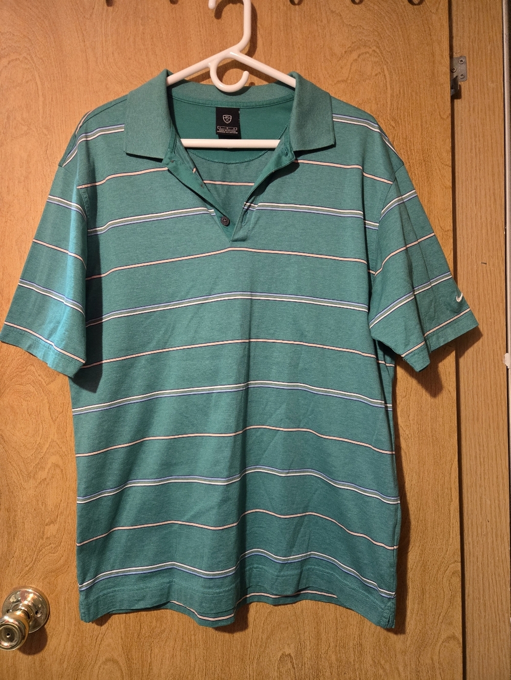 Nike Golf Green Striped Cotton Polo Mens Size Large - Picture 2 of 6